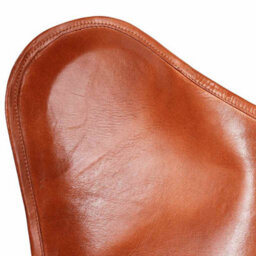 Vidaxl Butterfly Chair Brown Real Leather Butterfly Chairs - thumbnail 6