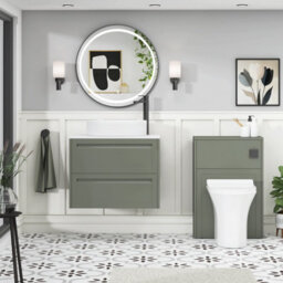 Royal Bathrooms Royal Bathroom Elmore 700mm Matt Green Wall Mounted Bathroom Vanity Unit 2 Drawer Plain White Worktop With Lyon Basin - thumbnail 5