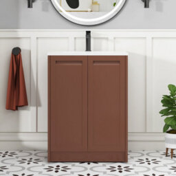Royal Bathrooms Elmore 600mm Traditional Floor Standing 2 Door Bathroom Vanity Unit With Matt Stone Basin Sink - Terracotta Clay - thumbnail 3