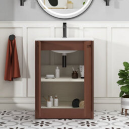 Royal Bathrooms Elmore 600mm Traditional Floor Standing 2 Door Bathroom Vanity Unit With Matt Stone Basin Sink - Terracotta Clay - thumbnail 5