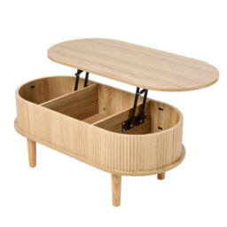 Natural Wooden Coffee Table With Storage Lift Up Top Coffee Table For Living Room - thumbnail 3