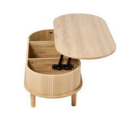 Natural Wooden Coffee Table With Storage Lift Up Top Coffee Table For Living Room - thumbnail 5