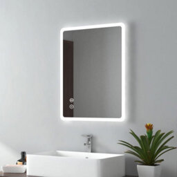 Emke 450X600mm Backlit Illuminated Bluetooth Bathroom Mirror With Shaver Socket, Led Lights And Demister