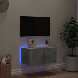 Berkfield Durable Tv Wall Cabinet With Led Lights Concrete Grey 60X35X31 Cm - thumbnail 3