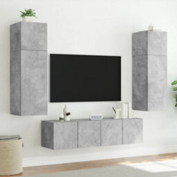 Berkfield Durable Tv Wall Cabinet With Led Lights Concrete Grey 60X35X31 Cm - thumbnail 5