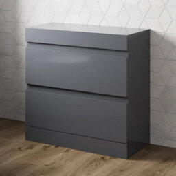 Affine 800 Bathroom Countertop Vanity Unit Floor Standing Soft Close Drawer Gloss Grey - thumbnail 2