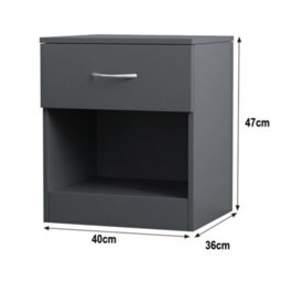 Sundaze Chest Of Drawers Bedroom Furniture Bedside Cabinet With Handle 1 Drawer Grey 40X36X47Cm - thumbnail 5