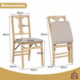 2Pack Folding Dining Chairs Space Saving Upholstered Kitchen Chair - thumbnail 2