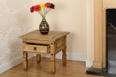 Seconique Corona Lamp End Table With Drawer In Distressed Waxed Pine - image 1