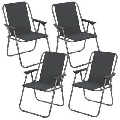 Urbn-Living Urbnliving 76Cm Height 4Pcs Grey Garden Patio Metal Folding Chairs Camping Beach Picnic Outdoor Seats - image 1