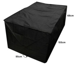 Woodside Black L Shape Outdoor Dining Waterproof Patio Set Cover Rattan, Large Right Side Long - thumbnail 5