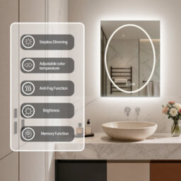 Luvodi 600X800mm Led Bathroom Mirror, Anti-Fog, Dimmable, Double Lights Vanity Mirror, Tempered Glass, Shatter-Proof - thumbnail 3