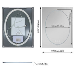 Luvodi 600X800mm Led Bathroom Mirror, Anti-Fog, Dimmable, Double Lights Vanity Mirror, Tempered Glass, Shatter-Proof - thumbnail 2