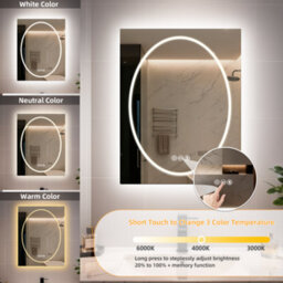 Luvodi 600X800mm Led Bathroom Mirror, Anti-Fog, Dimmable, Double Lights Vanity Mirror, Tempered Glass, Shatter-Proof - thumbnail 4