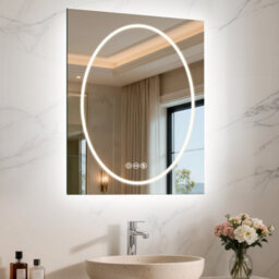 Luvodi 600X800mm Led Bathroom Mirror, Anti-Fog, Dimmable, Double Lights Vanity Mirror, Tempered Glass, Shatter-Proof - thumbnail 1