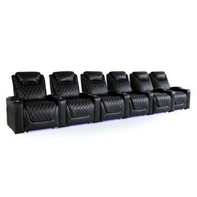 Valencia Oslo Xl Home Cinema Seating Row Of 6 Black Nappa Leather Power Recliner,tactile Control System - image 1