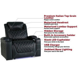 Valencia Oslo Xl Home Cinema Seating Row Of 6 Black Nappa Leather Power Recliner,tactile Control System - thumbnail 6