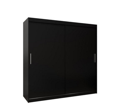 Arte Tokyo Contemporary 2 Sliding Door Wardrobe 9 Shelves 2 Rails Black Matt (H)2000mm (W)2000mm (D)620mm - image 1