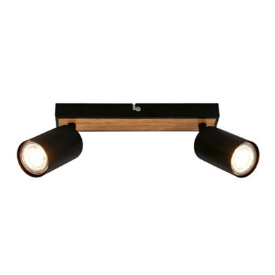 Briloner Gu10 Ceiling Light Black Wood Adjustable 2 Way Spotlight Lamp - image 1
