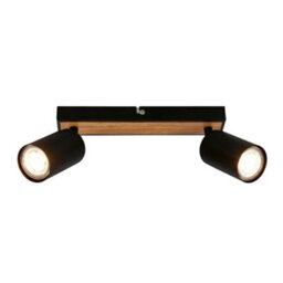 Briloner Gu10 Ceiling Light Black Wood Adjustable 2 Way Spotlight Lamp