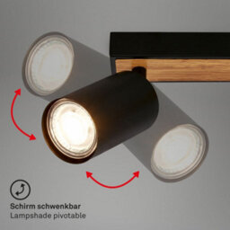 Briloner Gu10 Ceiling Light Black Wood Adjustable 2 Way Spotlight Lamp - thumbnail 5
