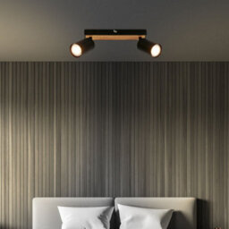 Briloner Gu10 Ceiling Light Black Wood Adjustable 2 Way Spotlight Lamp - thumbnail 7
