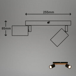 Briloner Gu10 Ceiling Light Black Wood Adjustable 2 Way Spotlight Lamp - thumbnail 8