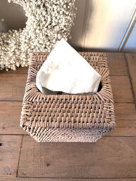 Wholesome Home White Wash Rattan Tissue Box Cover (Square) - thumbnail 2
