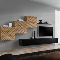 Switch Lamel X Modern Living Room Wall Unit With Cabinets And Shelving Wotan Top Black Bottom - thumbnail 2