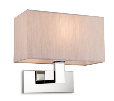 Luminosa Lighting Luminosa Raffles Wall Lamp Chrome With Rectangle Oyster Shade