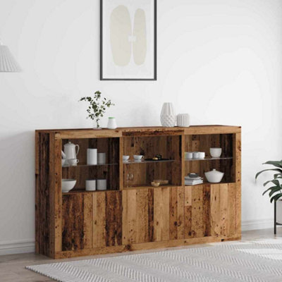 Berkfield Sideboard With Led Lights Old Wood 181.5X37X100 Cm Engineered Wood - image 1