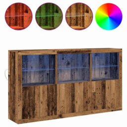 Berkfield Sideboard With Led Lights Old Wood 181.5X37X100 Cm Engineered Wood - thumbnail 4