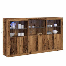 Berkfield Sideboard With Led Lights Old Wood 181.5X37X100 Cm Engineered Wood - thumbnail 3