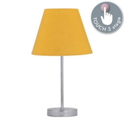 First Choice Lighting Chrome Touch Operated Table Lamp With Ochre Yellow Shade - thumbnail 2