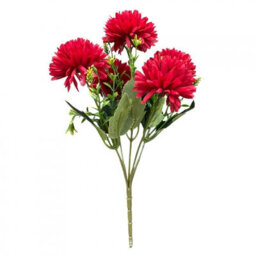 Amorly 4 Pcs Artificial Chrysanthemum Bouquets,5 Heads Red Faux Ball Mum Flowers,fake Floral Stems For Fall Wedding Home Table Vase Decor - thumbnail 5