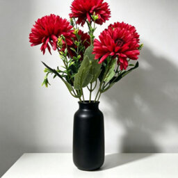 Amorly 4 Pcs Artificial Chrysanthemum Bouquets,5 Heads Red Faux Ball Mum Flowers,fake Floral Stems For Fall Wedding Home Table Vase Decor - thumbnail 4