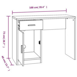 Berkfield Desk With Drawer&cabinet Concrete Grey 100X40X73 Cm Engineered Wood - thumbnail 9