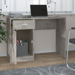 Berkfield Desk With Drawer&cabinet Concrete Grey 100X40X73 Cm Engineered Wood - thumbnail 3