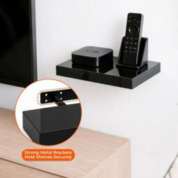 High Gloss Black Floating Wall Shelf 30Cm - thumbnail 3