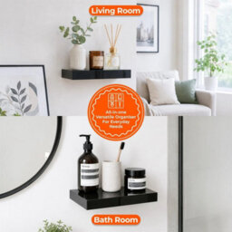 High Gloss Black Floating Wall Shelf 30Cm - thumbnail 5