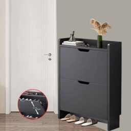 2 Drawer Shoe Rack Shoes Storage Cabinet Wooden Cupboard Organiser Holder Stand - thumbnail 8