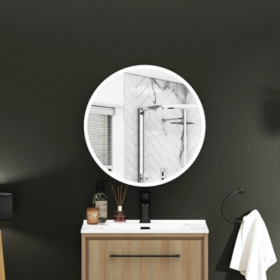 Royal Bathrooms Avenza 600 X 600mm Frontlit Led Cabinet Illuminated Round Bathroom Mirror With Demister Pad & Touch Sensor - image 1