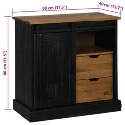 Vidaxl Sideboard Halden With Sliding Door Black 80X40X80 Cm Solid Wood - thumbnail 3