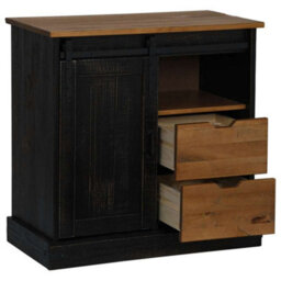 Vidaxl Sideboard Halden With Sliding Door Black 80X40X80 Cm Solid Wood - thumbnail 4