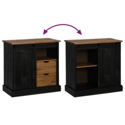 Vidaxl Sideboard Halden With Sliding Door Black 80X40X80 Cm Solid Wood - thumbnail 7