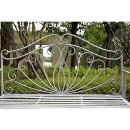 Glamhaus Metal Garden Bench Seat Patio Furniture Foldable Antique Grey Beautiful Shabby Chic Handmade Vintage (Valencia) - thumbnail 6