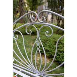 Glamhaus Metal Garden Bench Seat Patio Furniture Foldable Antique Grey Beautiful Shabby Chic Handmade Vintage (Valencia) - thumbnail 5