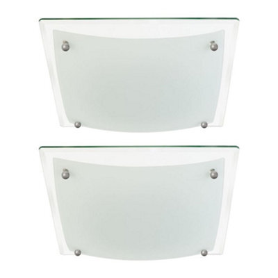 First Choice Lighting Set Of 2 Glacier - Two Tone Glass Flush Ceiling Lights - image 1