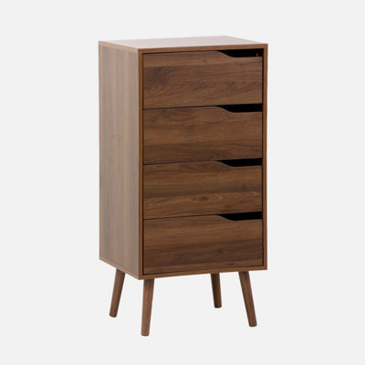 Sweeek - Tall Chest Of Drawers Wood Decor 4 Drawers Walnut 48X39.5X96 Cm - Nepal - image 1