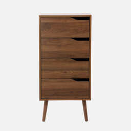 Sweeek - Tall Chest Of Drawers Wood Decor 4 Drawers Walnut 48X39.5X96 Cm - Nepal - thumbnail 2